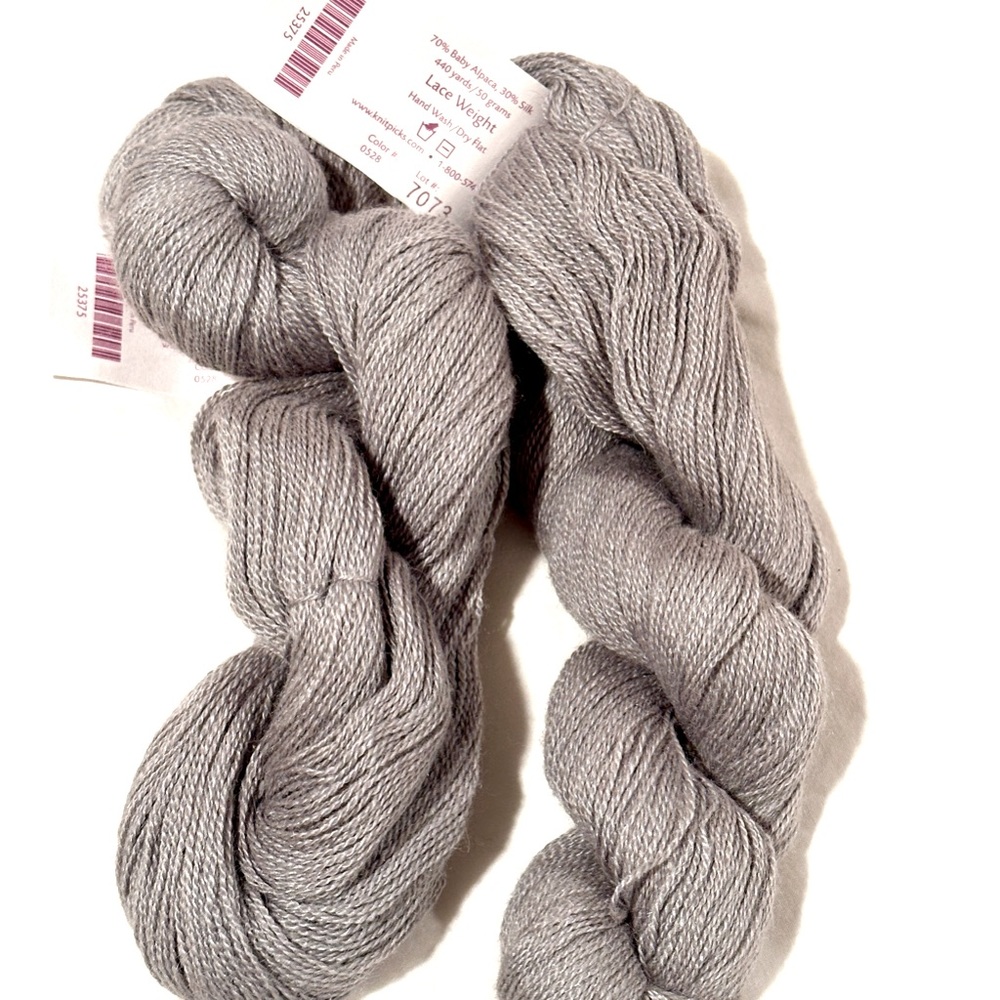 Knit Picks Lot of 2 skeins of Silver gloss lace yarn